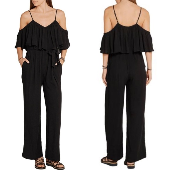 Mara Hoffman Black Crinkled-crepe Jumpsuit M - Picture 1 of 7